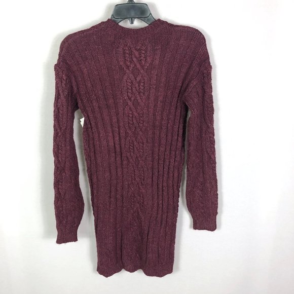 BP Burgundy Stem Red Crewneck Cable Knit Sweater Dress Size XS - Picture 8 of 8